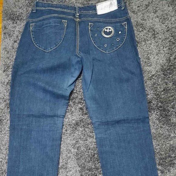 Beyonce's Dereon Designer Jeans (Sz 13/14) Blue Jeans With Silver Embellishments - Picture 5 of 8